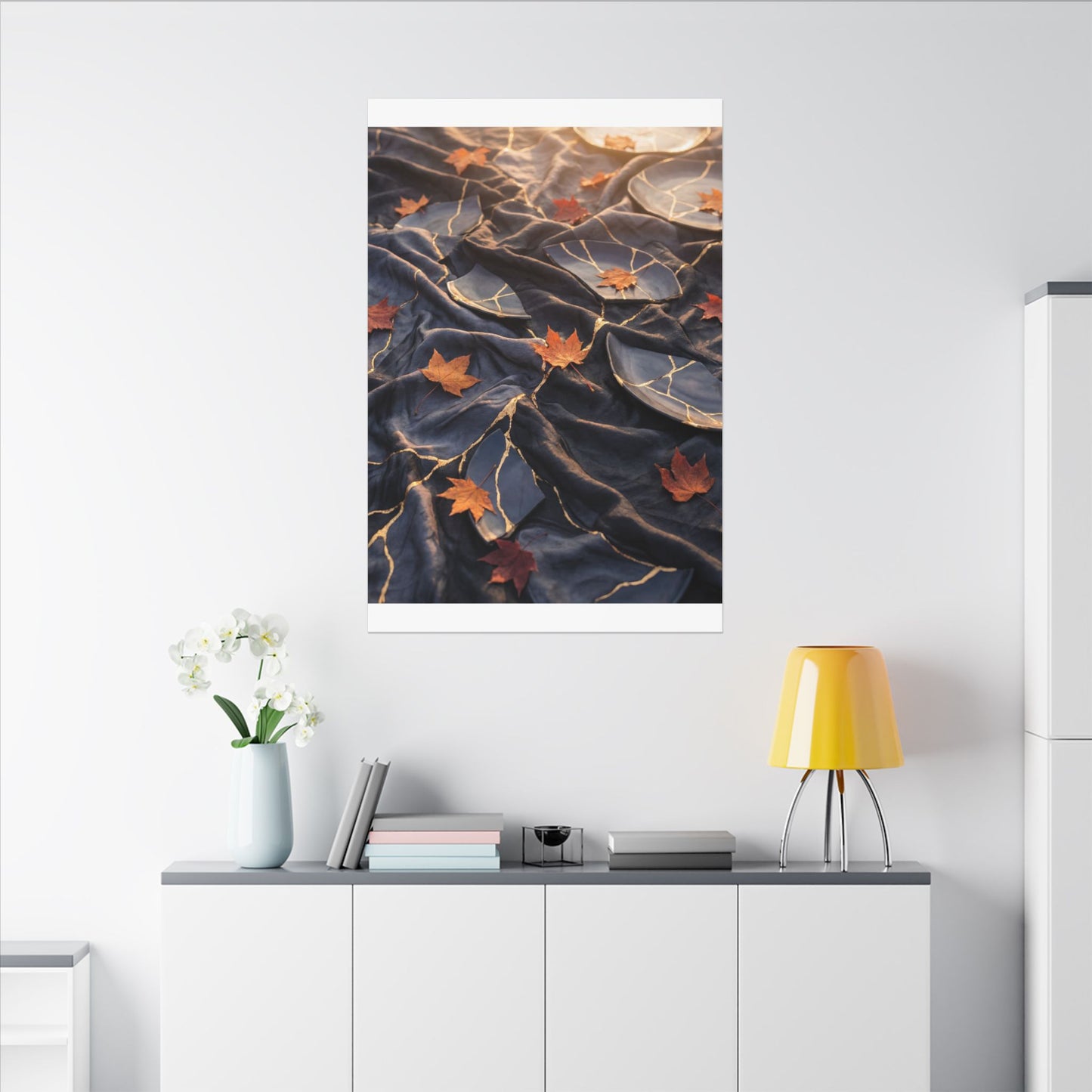 Golden Hour Silk Drape Canvas Art - Kintsugi Shibui