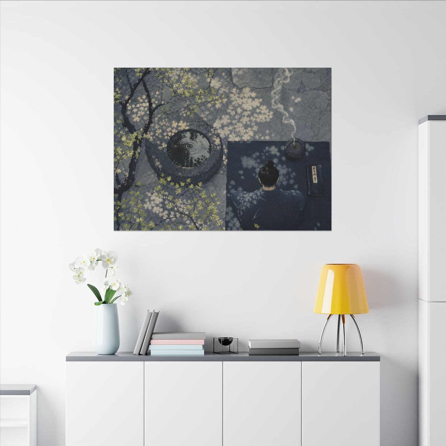 Spring Incense Smoke Ukiyo E Inspired Canvas Art | Tranquil Decor