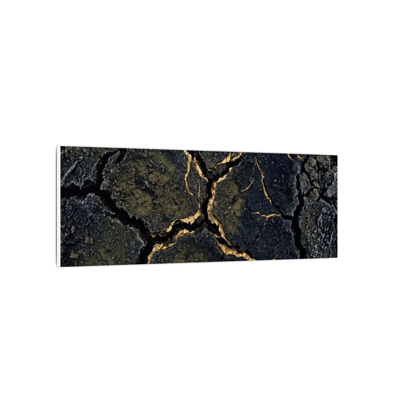Overcast Cracked Earth Canvas Art - Dark Japandi Ma
