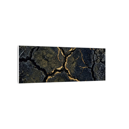 Overcast Cracked Earth Canvas Art - Dark Japandi Ma