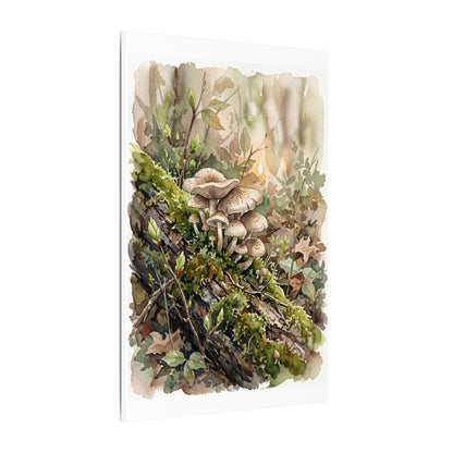 Wild Mushrooms Canvas Art | Spring Japandi Watercolor Art