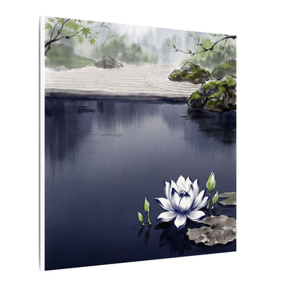 Lotus Flower Karesansui Canvas Art | Tranquil Zen Art
