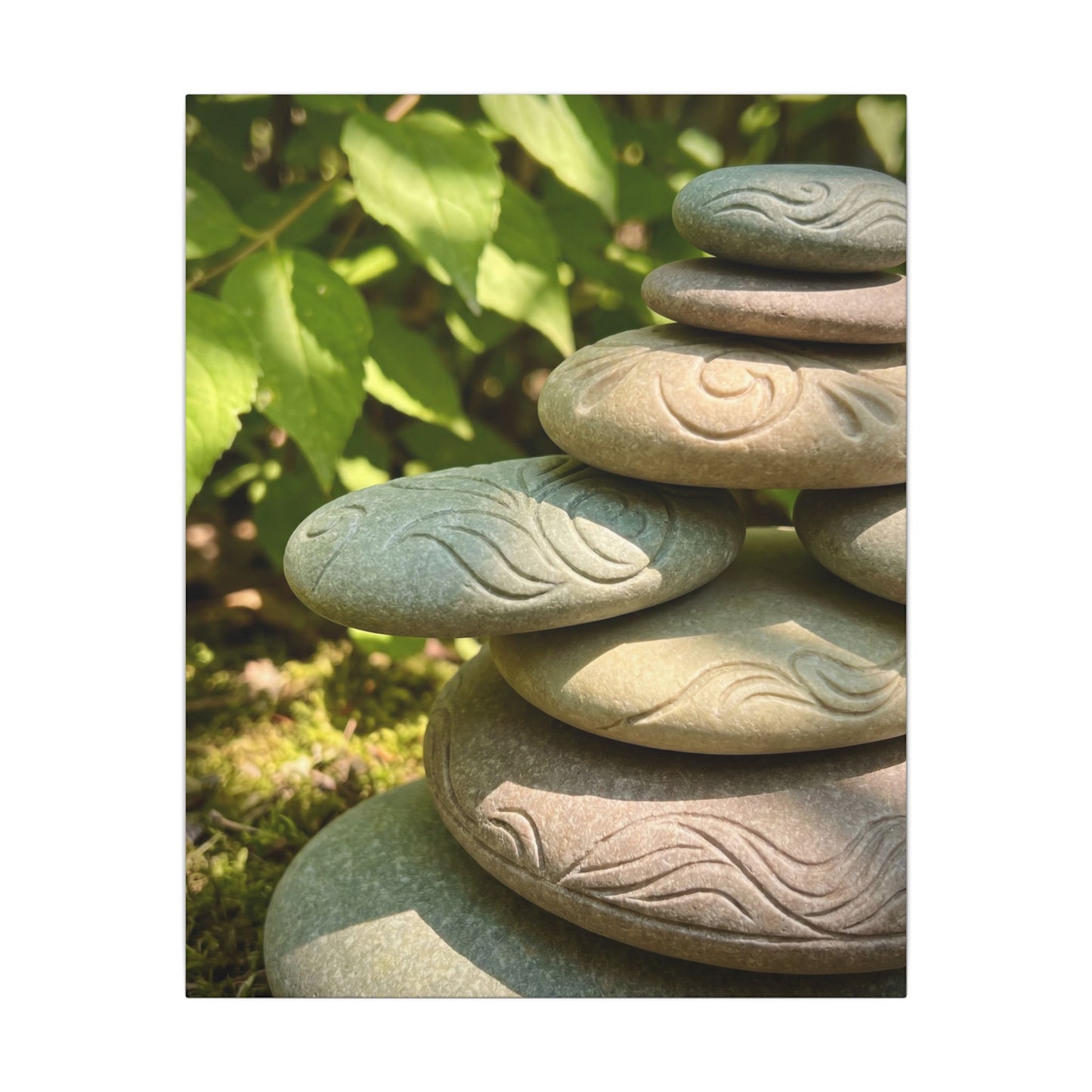 River Stones Summer Canvas Art | Japandi Earthy Design