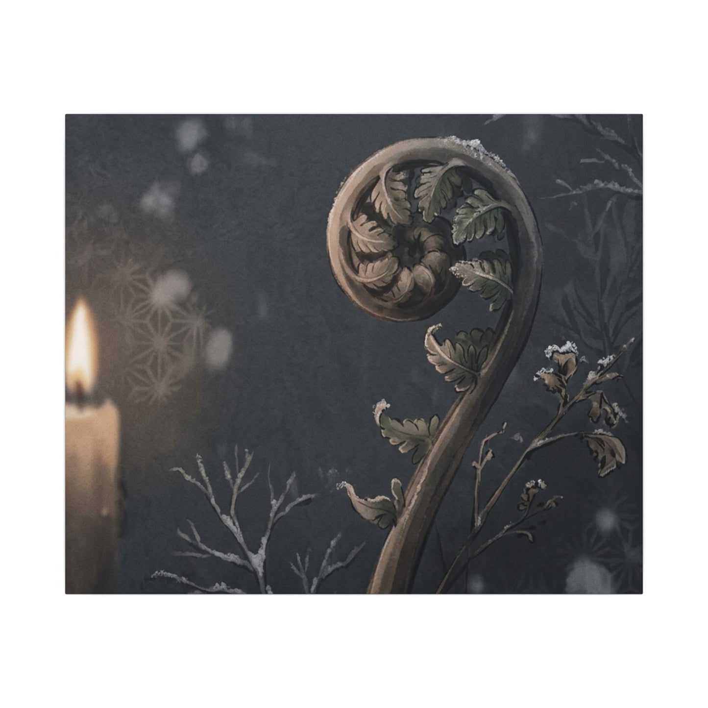 Candlelight Fern Unfurling Canvas Art - Japandi Ma