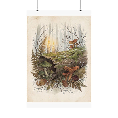 Winter Wild Mushrooms Herbarium Wall Art Print | Rustic Decor Art Print