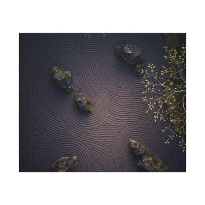 Dark Japandi Rock Garden in Dawn | Shadow Zen Canvas Art