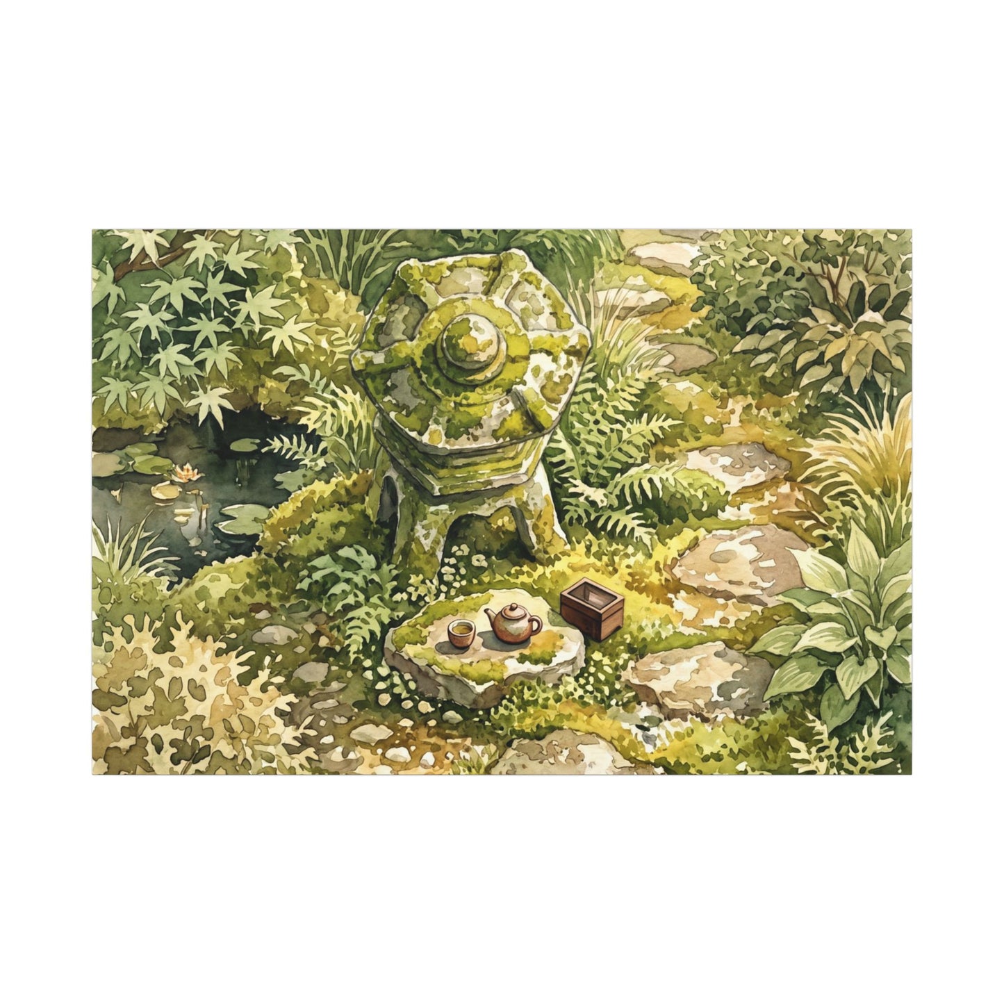 Datsuzoku Stone Lantern Canvas Art - Japandi Watercolor