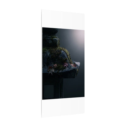 Stone Lantern Moody Minimal Canvas Art | Sophisticated Dark Japandi Art