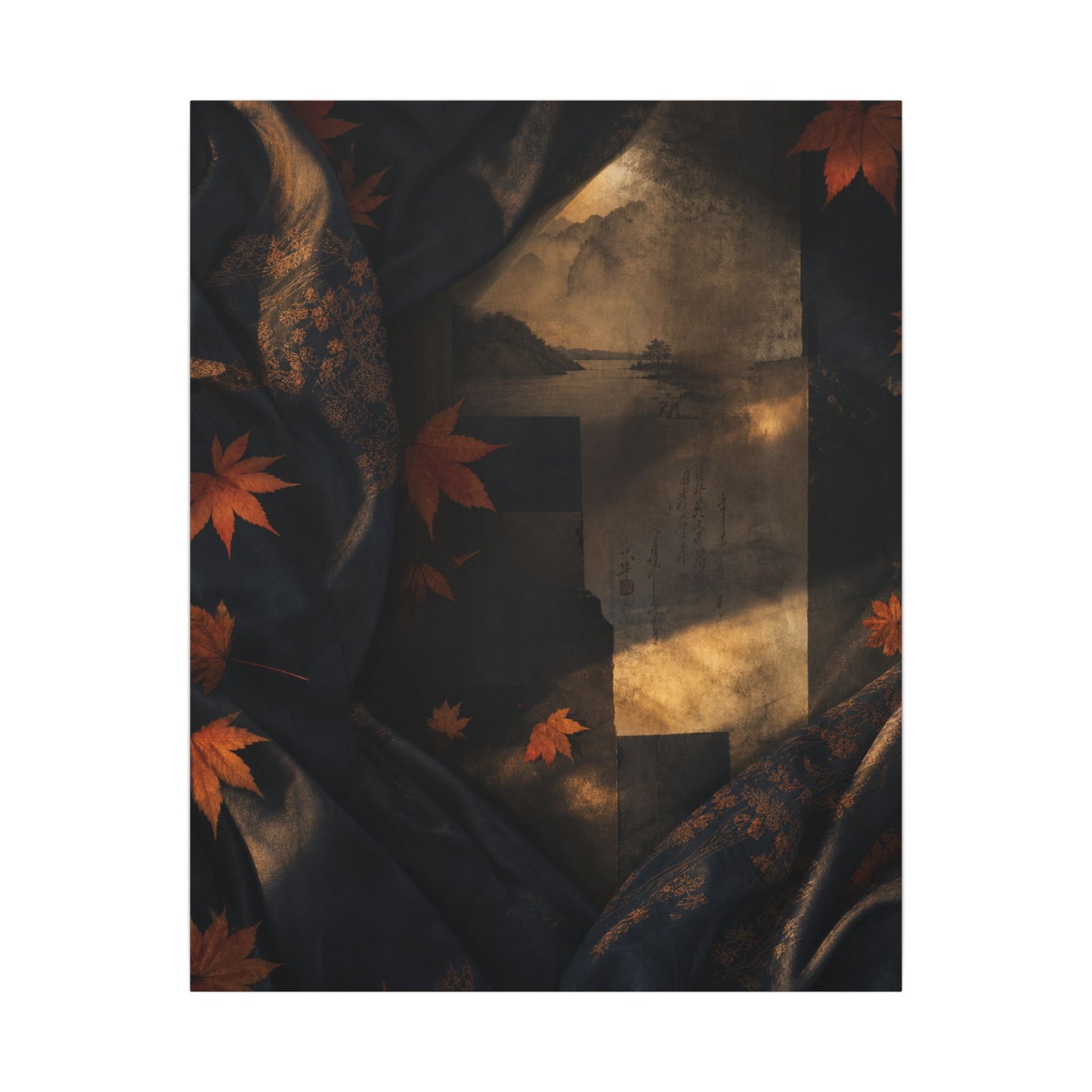 Autumn Silk Drape Shadow Zen Canvas Art | Bold Decor
