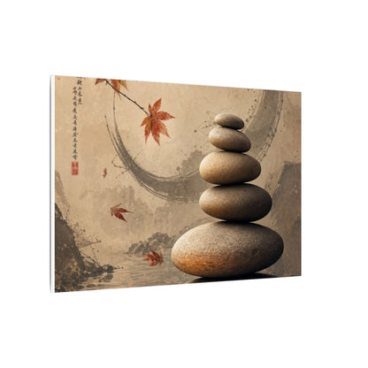 Japandi River Stones in Candlelight | Japanese Pattern Canvas Art