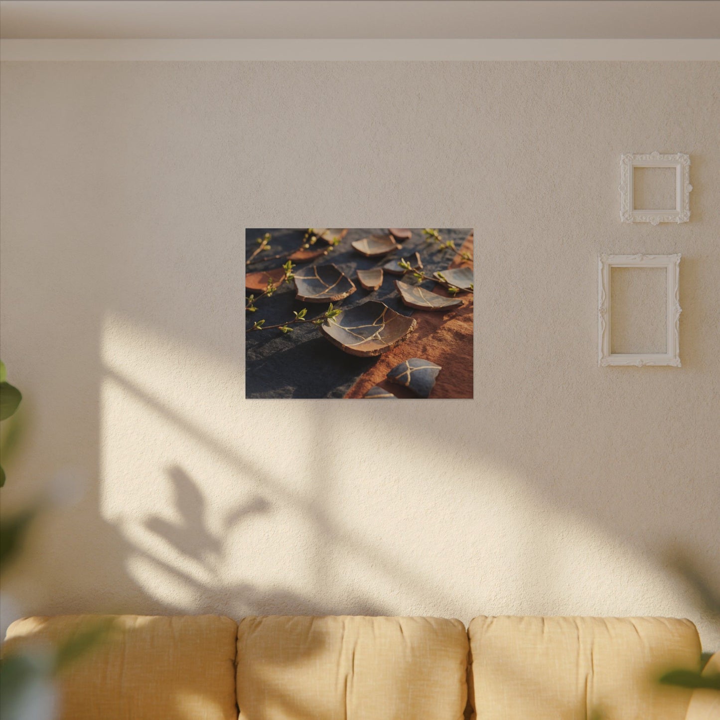 Spring Broken Pottery Gold Vein Canvas Art | Philosophical Decor