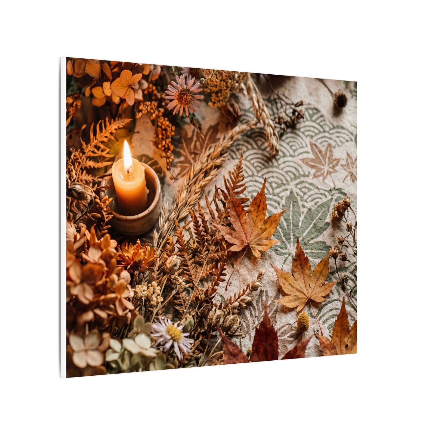 Candlelight Dried Flowers Canvas Art - Japandi Seijaku