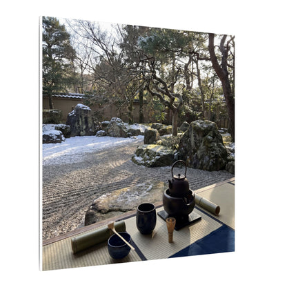 Winter Tea Ceremony Karesansui Canvas Art | Serene Decor