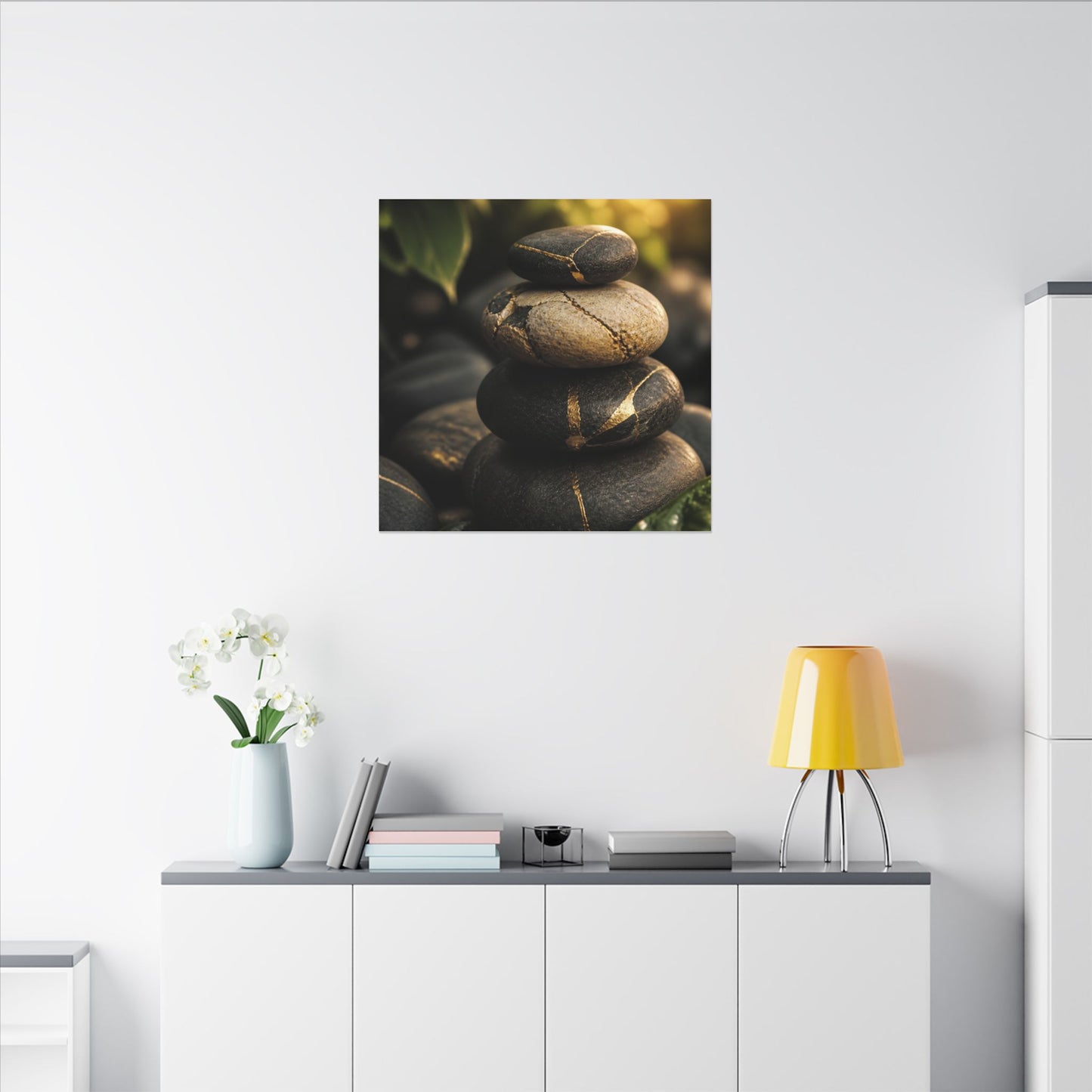 Summer River Stones Broken Beauty Canvas Art | Healing Decor