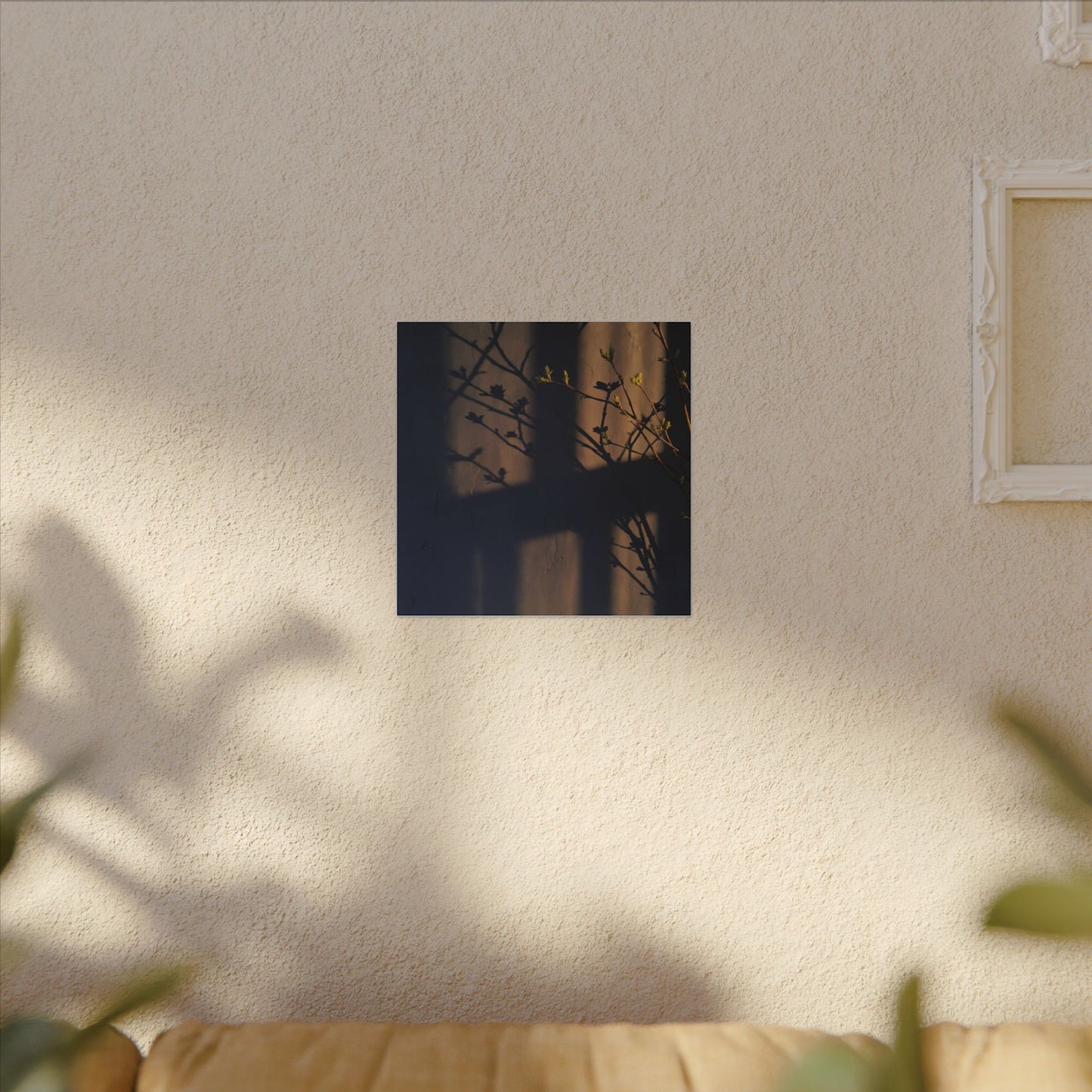 Shadow Play Canvas Art | Spring Dark Japandi Shadow Zen Art