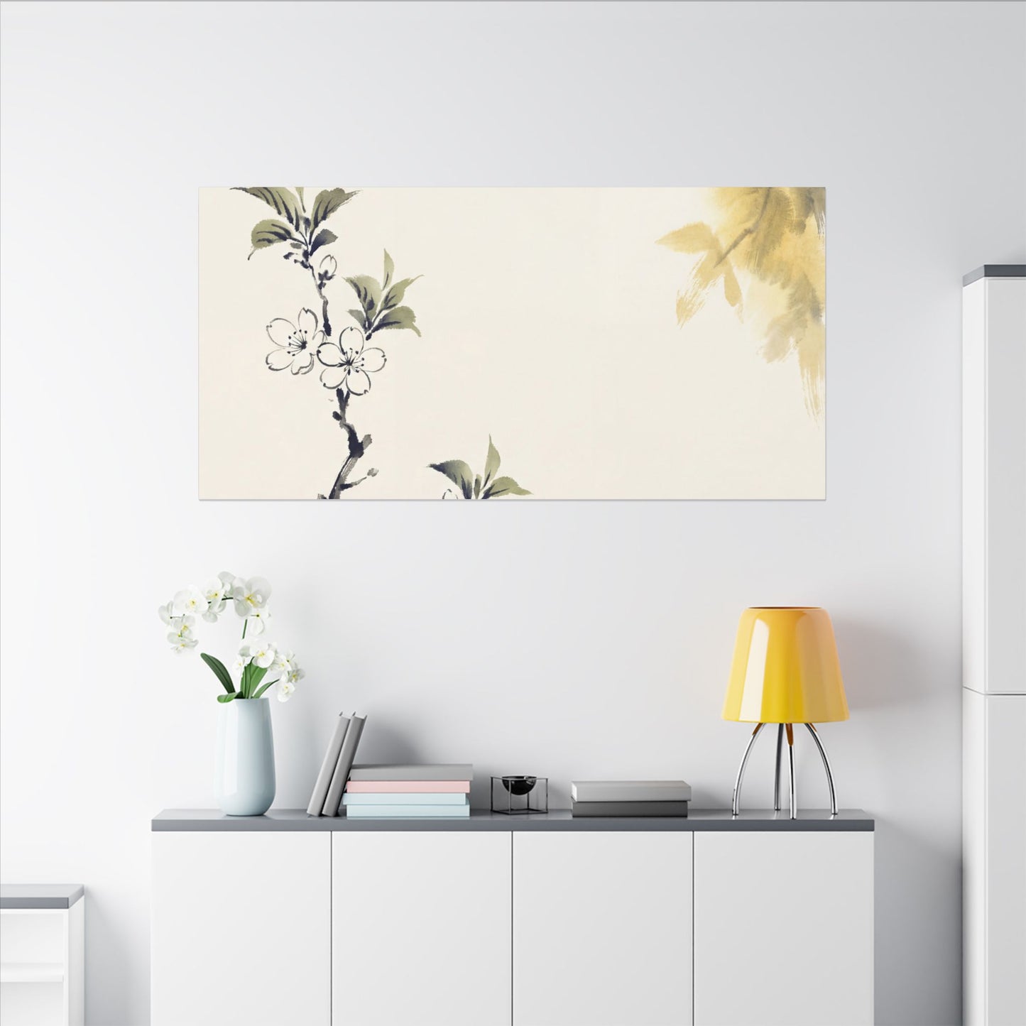 Kanso Cherry Blossom Canvas Art - Zen Sumi E