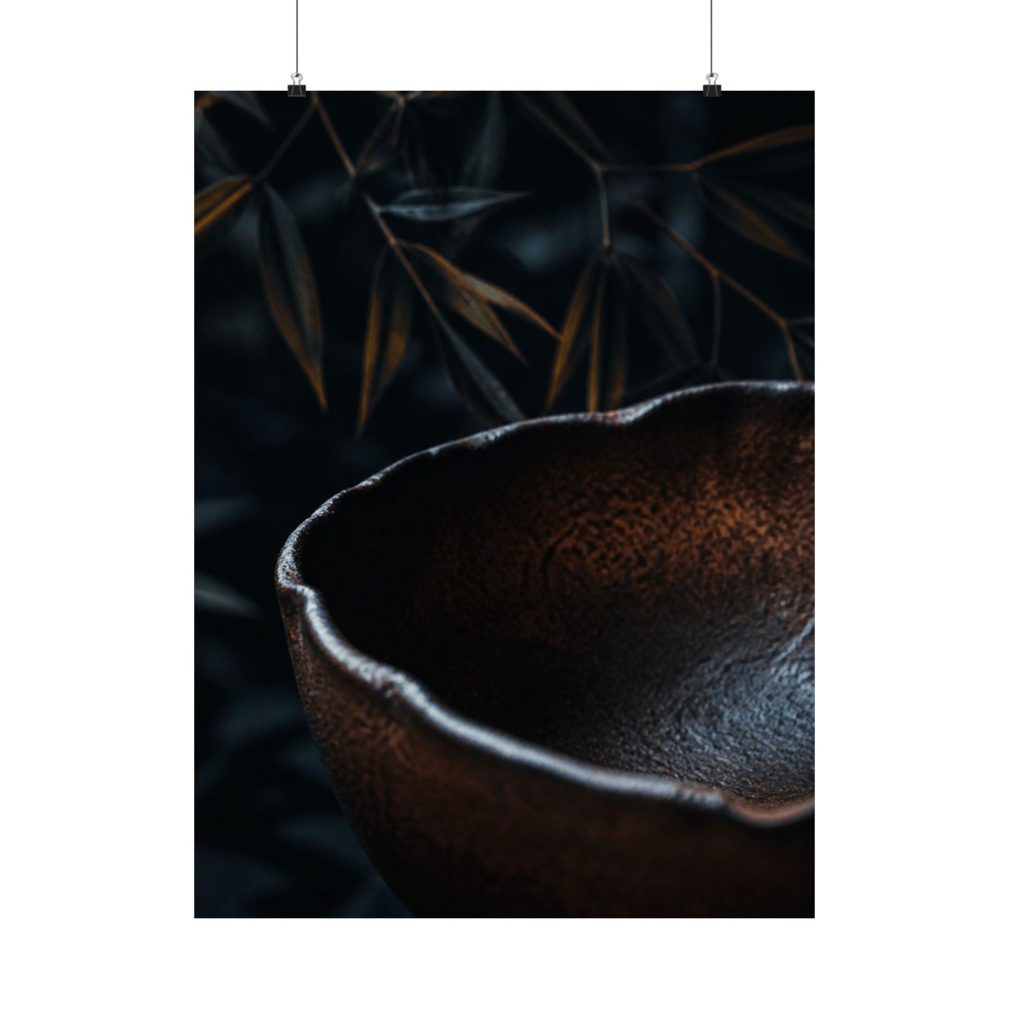 Moonlight Ceramic Bowl Wall Art Print - Dark Japandi Kanso