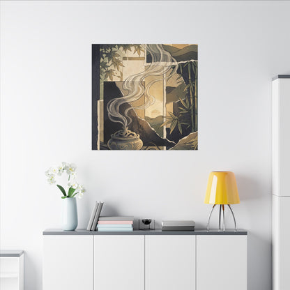 Tranquil Incense Smoke Canvas Art - Ukiyo E Inspired Zen