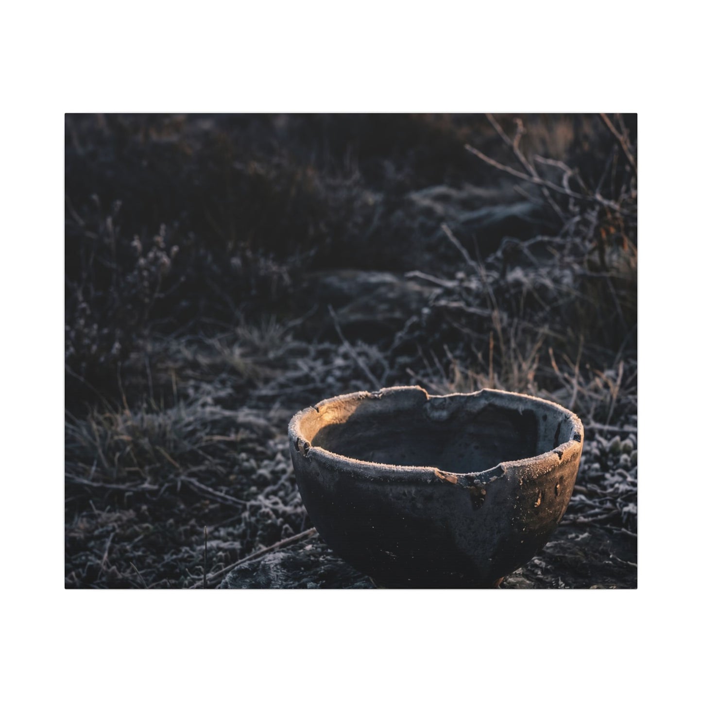 Kanso Ceramic Bowl Canvas Art - Dark Japandi Dark Texture