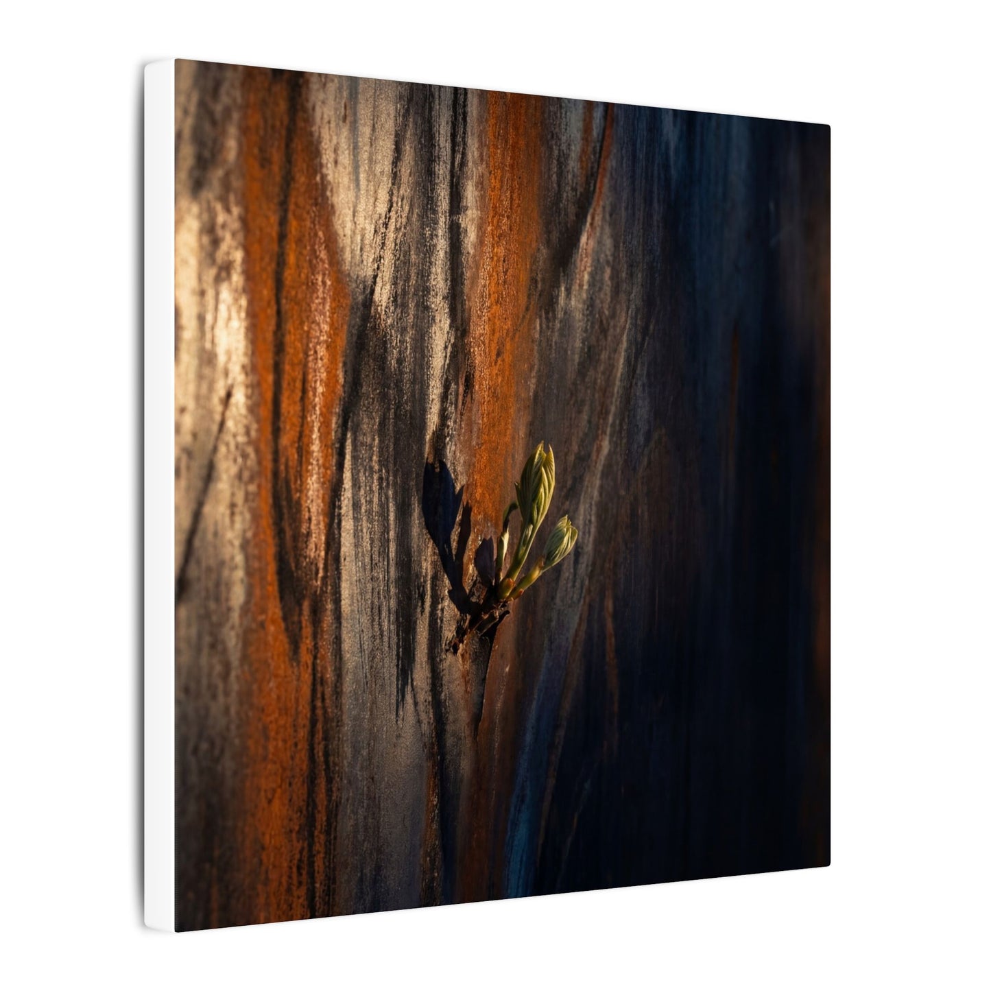 Rust Patina Charcoal Ink Canvas Art | Moody Dark Japandi Art