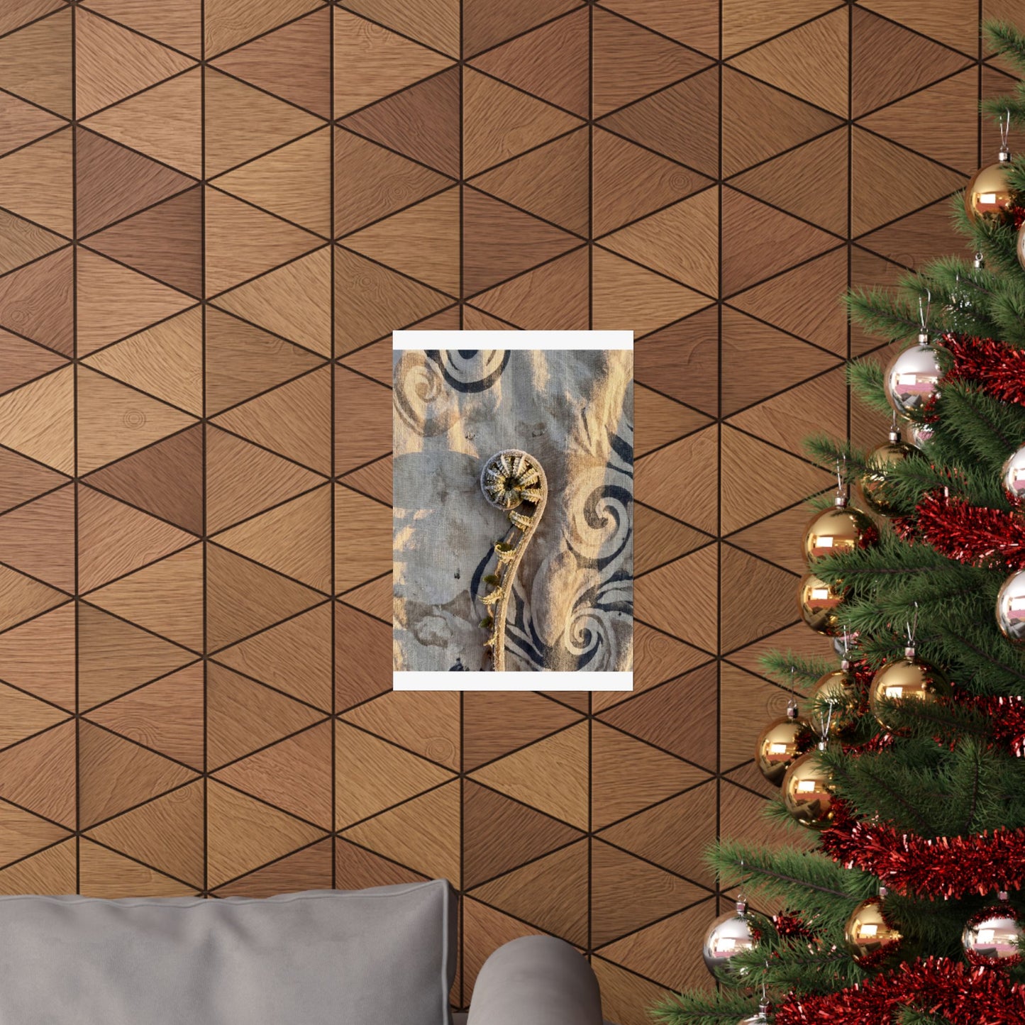 Fern Unfurling Winter Wall Art Print | Japandi Warm Design