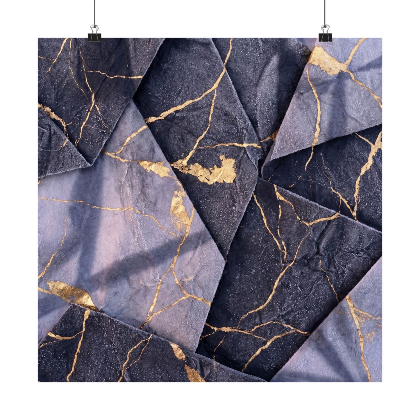 Artful Paper Fold Wall Art Print - Gold Vein Kintsugi