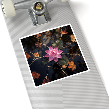 Lotus Flower Autumn Sticker | Kintsugi Beautiful Design