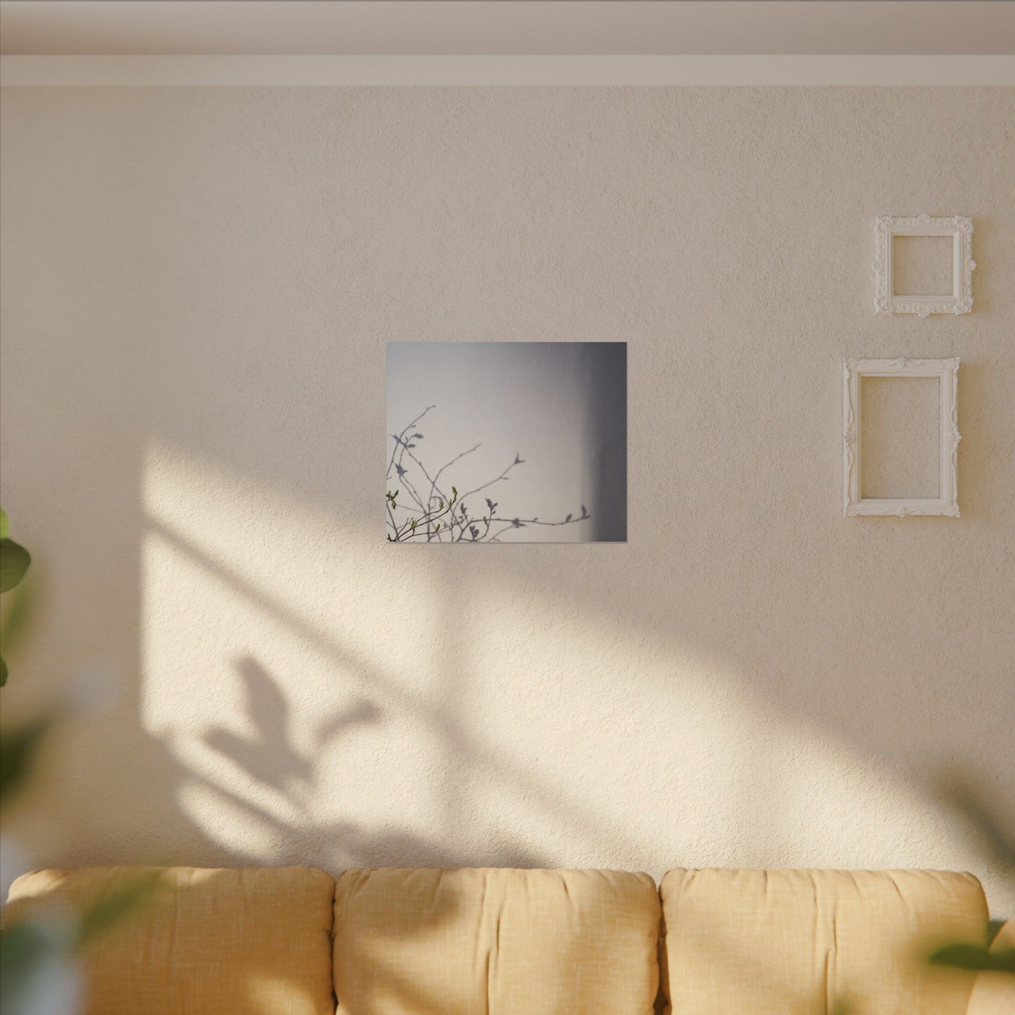 Japandi Shadow Play in Dawn | Japanese Pattern Canvas Art
