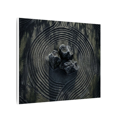 Moody Rock Garden Canvas Art - Dark Texture Dark Japandi