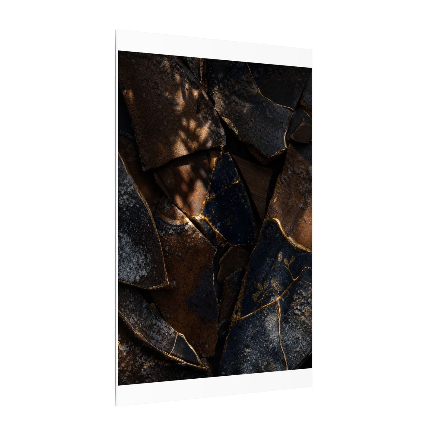 Fukinsei Broken Pottery Canvas Art - Dark Japandi Dark Texture