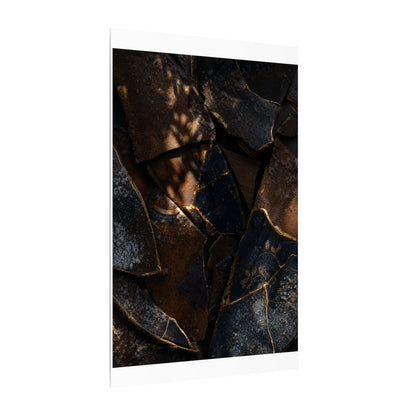 Fukinsei Broken Pottery Canvas Art - Dark Japandi Dark Texture