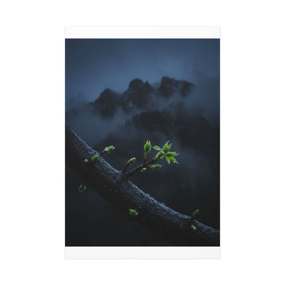 Moonlight Mountain Mist Canvas Art - Dark Japandi Kanso