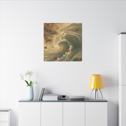 Japandi Ocean Wave in Candlelight | Japanese Pattern Canvas Art