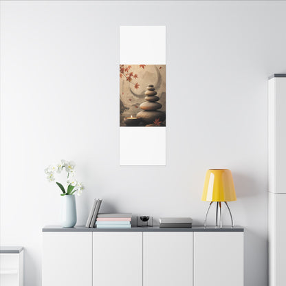 Japandi River Stones in Candlelight | Japanese Pattern Canvas Art