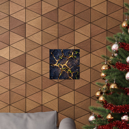 Healing Cracked Earth Wall Art Print - Crackle Gold Kintsugi