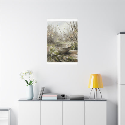 Japandi Ceramic Bowl in Overcast | Minimal Line Canvas Art