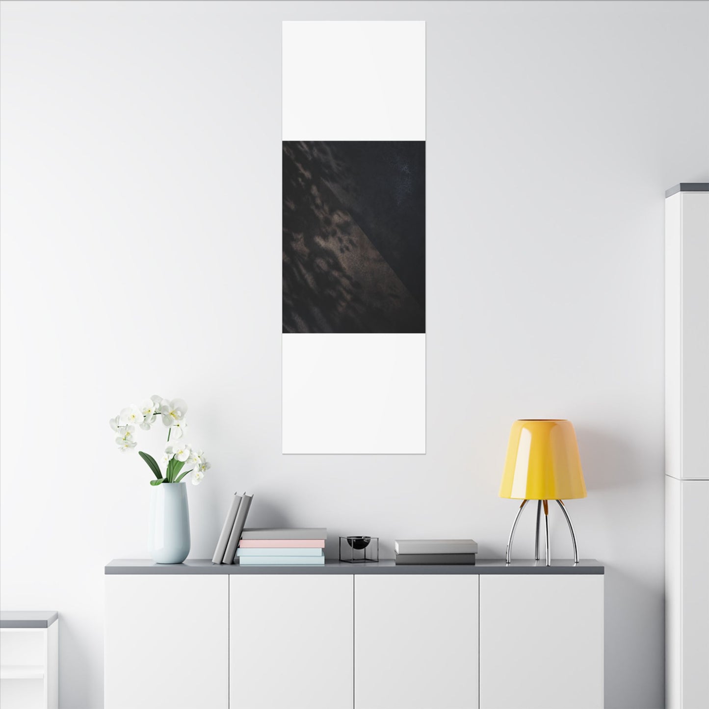 Shadow Play Winter Canvas Art | Dark Japandi Moody Design