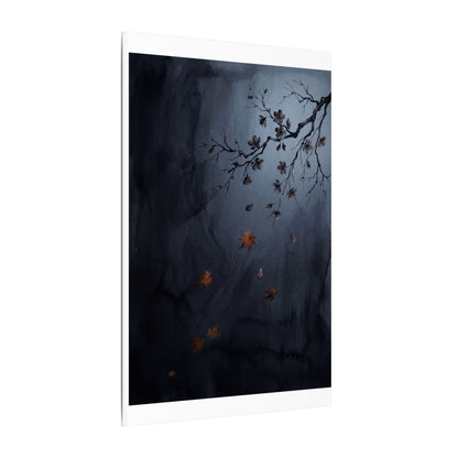 Autumn Cherry Blossom Charcoal Ink Canvas Art | Atmospheric Decor