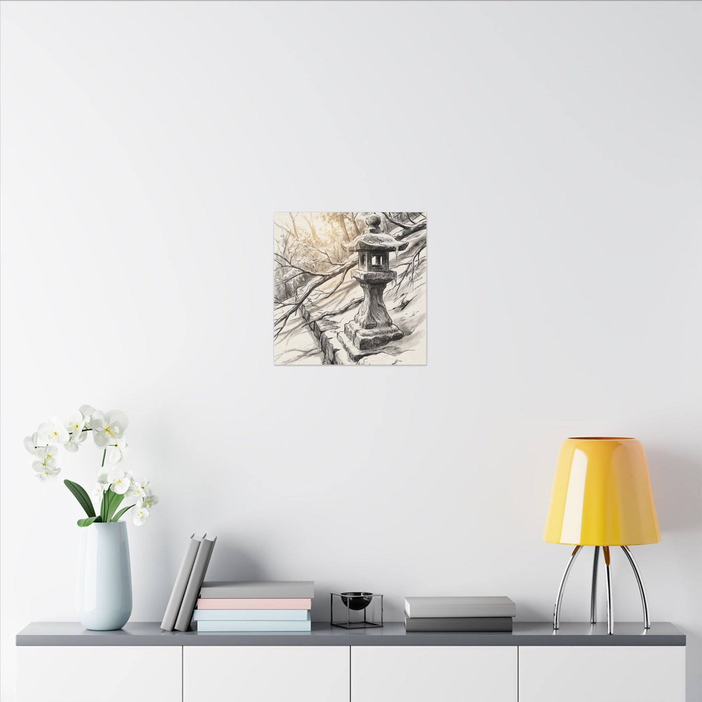 Golden Hour Stone Lantern Canvas Art - Japandi Kanso