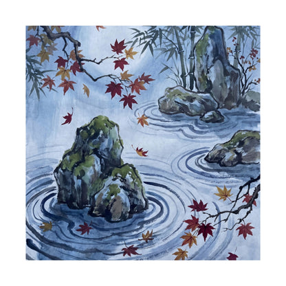 Rock Garden Sumi E Wall Art Print | Peaceful Zen Art