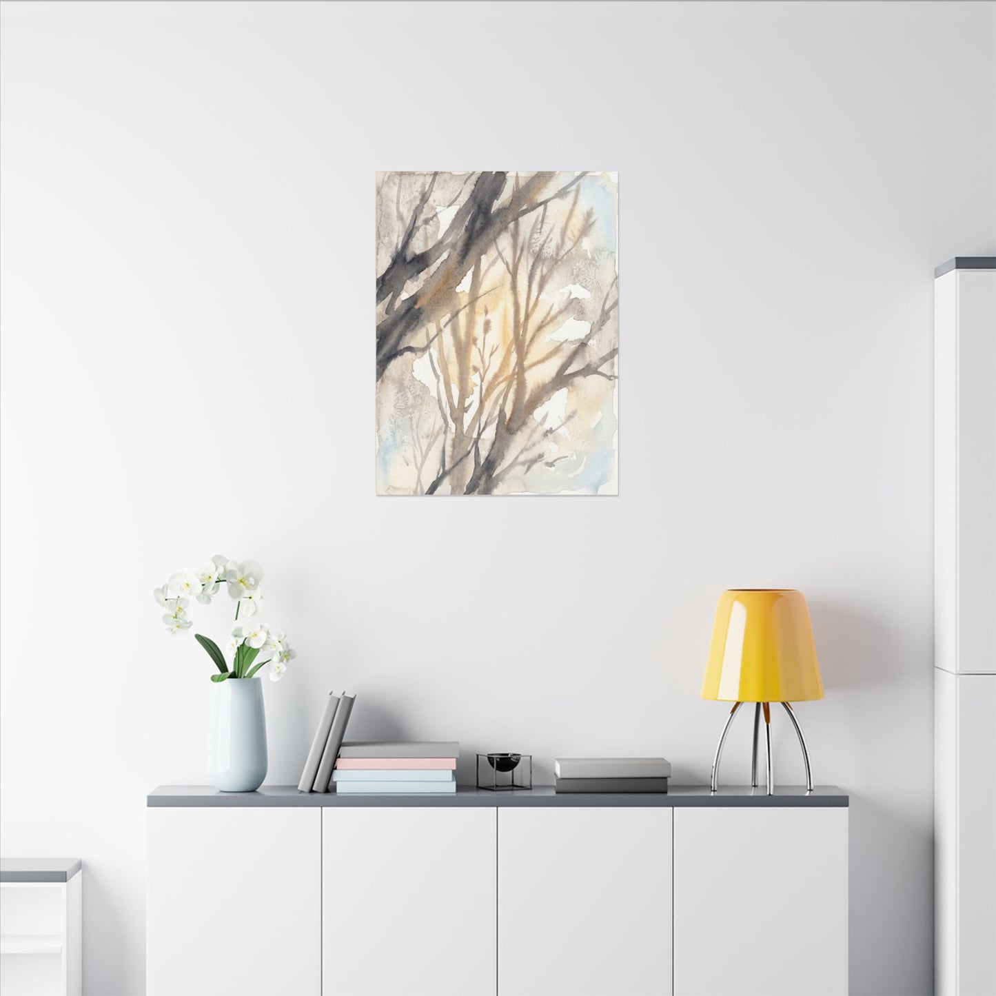 Ma Shadow Play Canvas Art - Japandi Watercolor