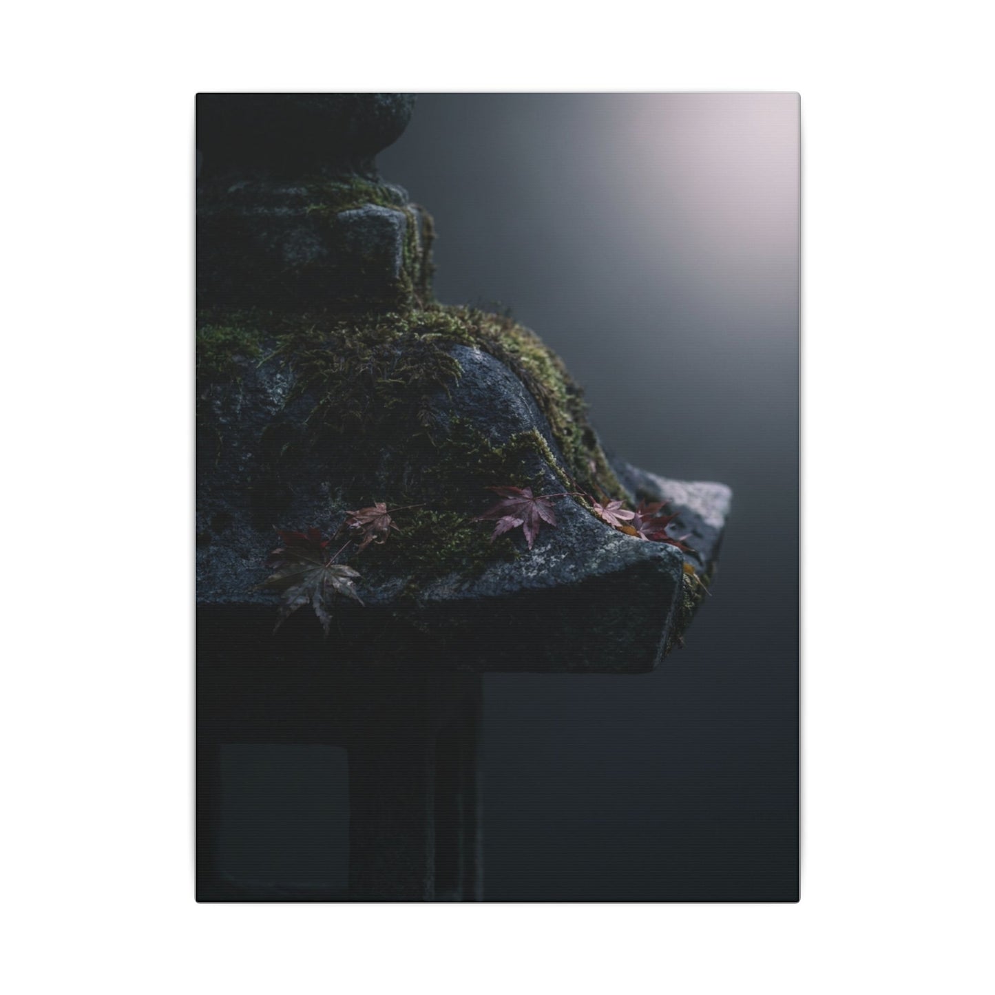 Stone Lantern Moody Minimal Canvas Art | Sophisticated Dark Japandi Art