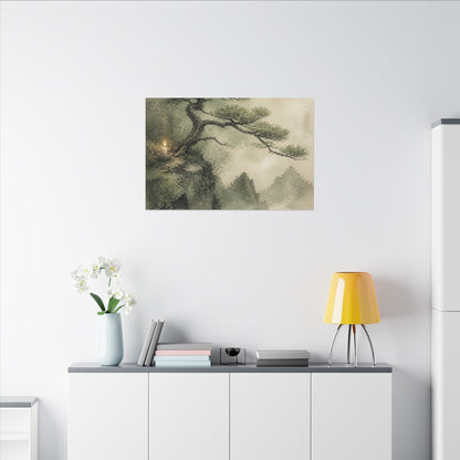 Candlelight Pine Tree Canvas Art - Japandi Kanso