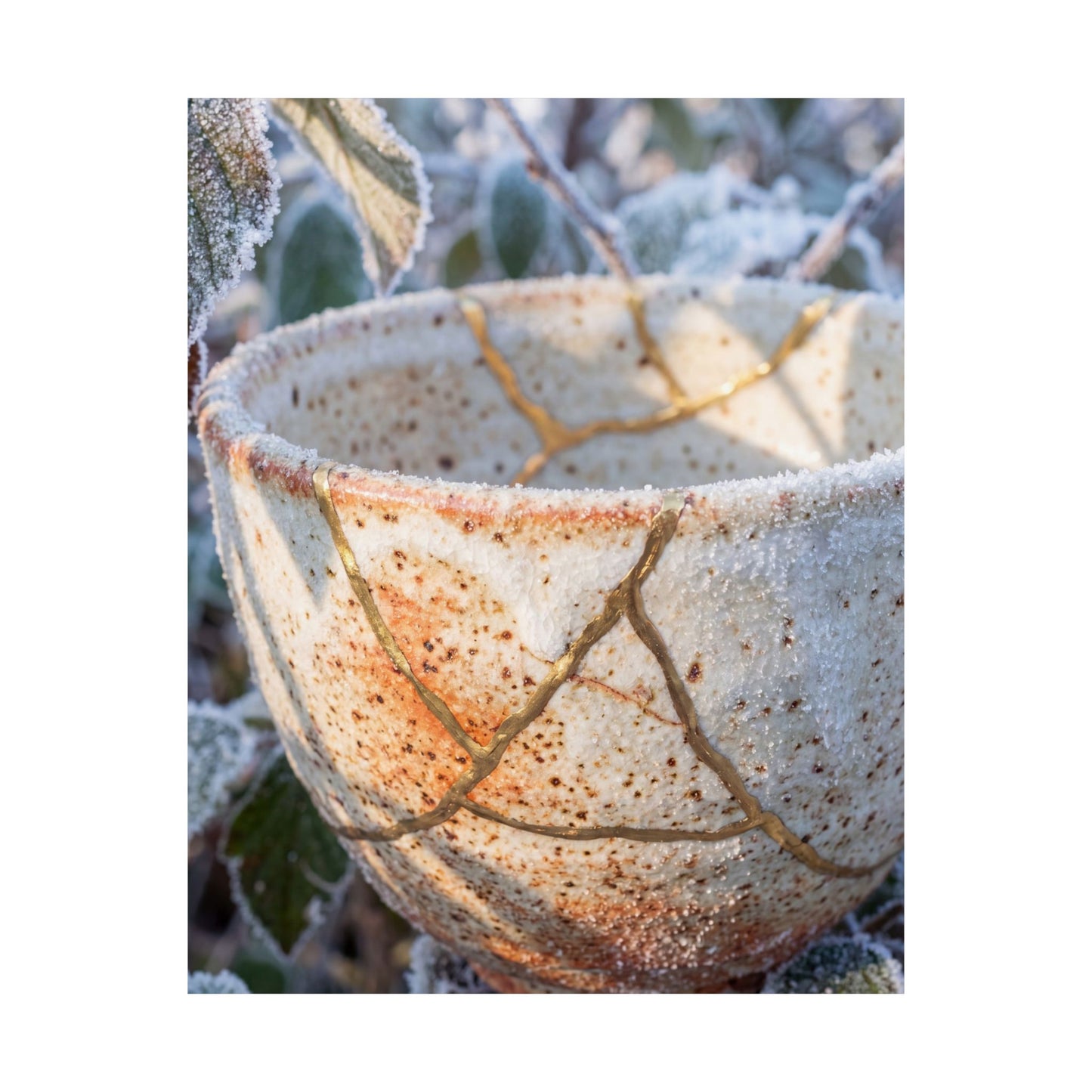 Kintsugi Ceramic Bowl in Dappled | Gold Vein Wall Art Print