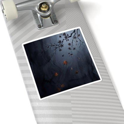 Cherry Blossom Charcoal Ink Sticker | Moody Dark Japandi Art