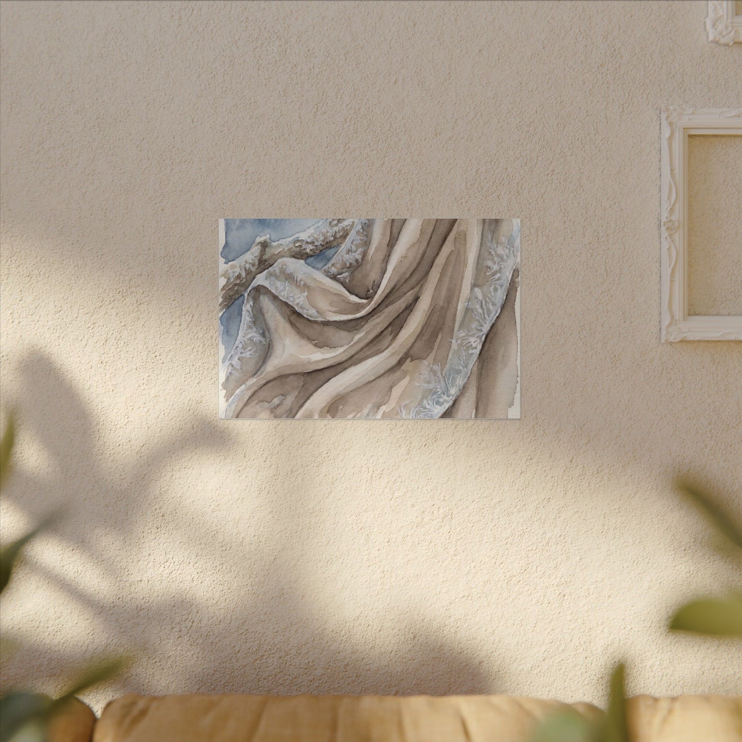 Silk Drape Winter Canvas Art | Japandi Cozy Design