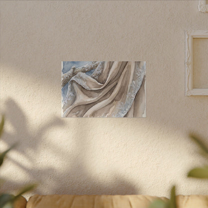 Silk Drape Winter Canvas Art | Japandi Cozy Design