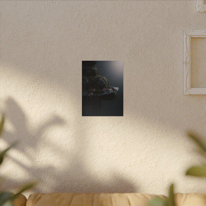 Stone Lantern Moody Minimal Canvas Art | Sophisticated Dark Japandi Art