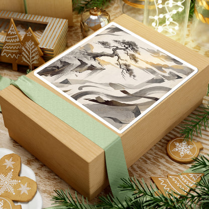 Golden Hour Pine Tree Sticker - Japandi Seijaku Art Print