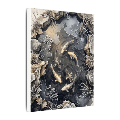 Koi Pond Canvas Art | Winter Japandi Japanese Pattern Art